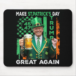 Make St Patricks Day Great Again Usa Flag Shamrock Mouse Pad