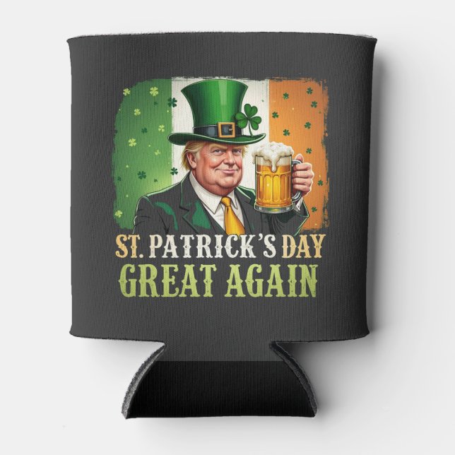 Make St. Patrick's Great Again Trump Irish  Can Cooler (Front)