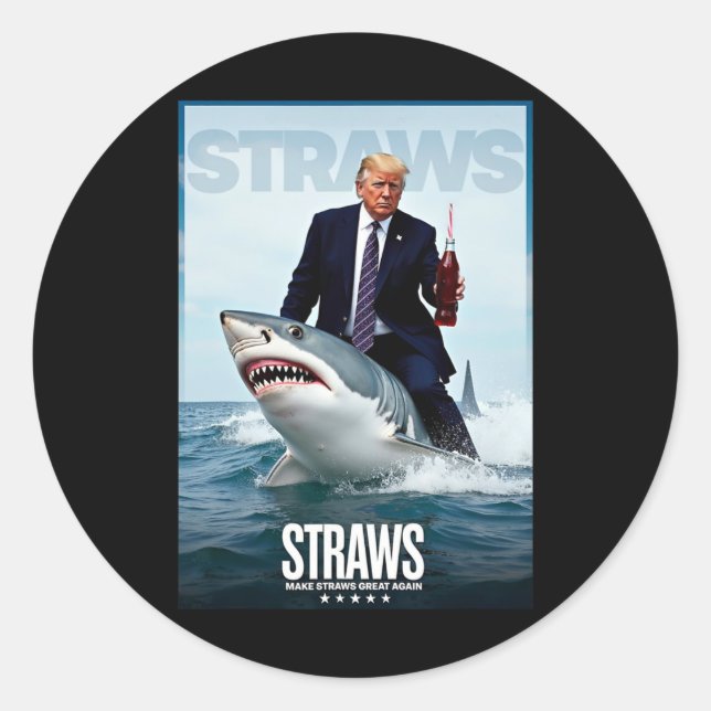 Make Straws Great Again Meme Design  Classic Round Sticker (Front)