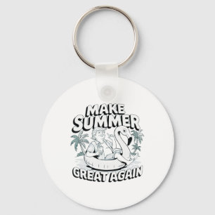 Make Summer Great Again Funny Trump Flamingo Float Key Ring