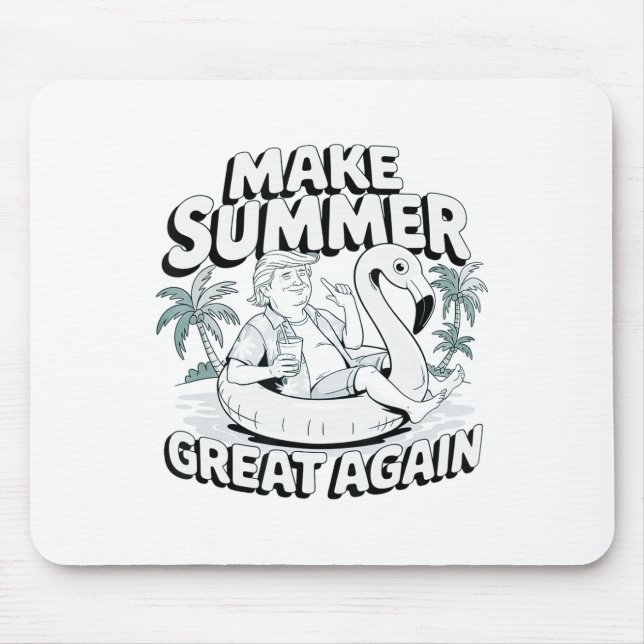Make Summer Great Again Funny Trump Flamingo Float Mouse Pad (Front)