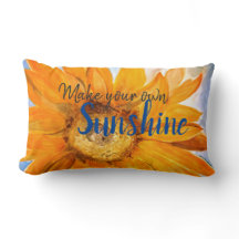 Make Sunshine Sunflower Art Lumbar Accent Pillow