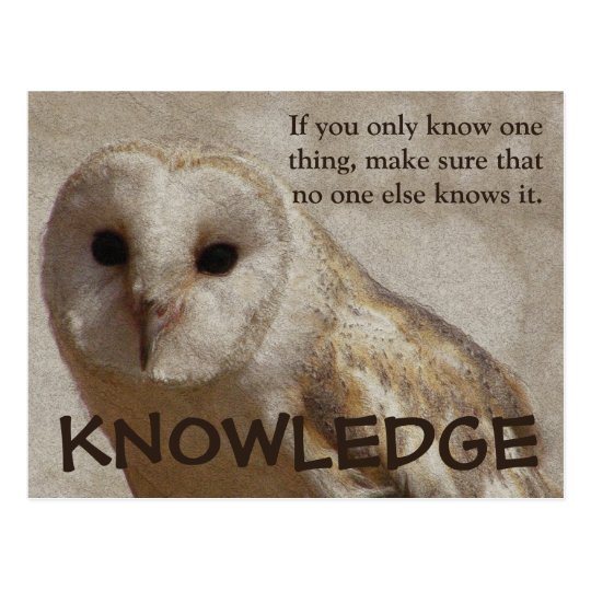 Make sure that only you have the knowledge postcard