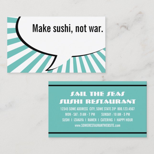 make sushi not war business card (Front/Back)