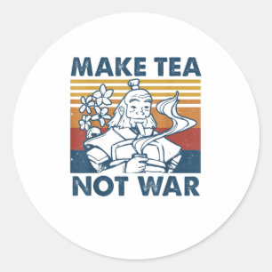 Make Tea Not War Funny SamuraiDrinkingTea TShirt Classic Round Sticker