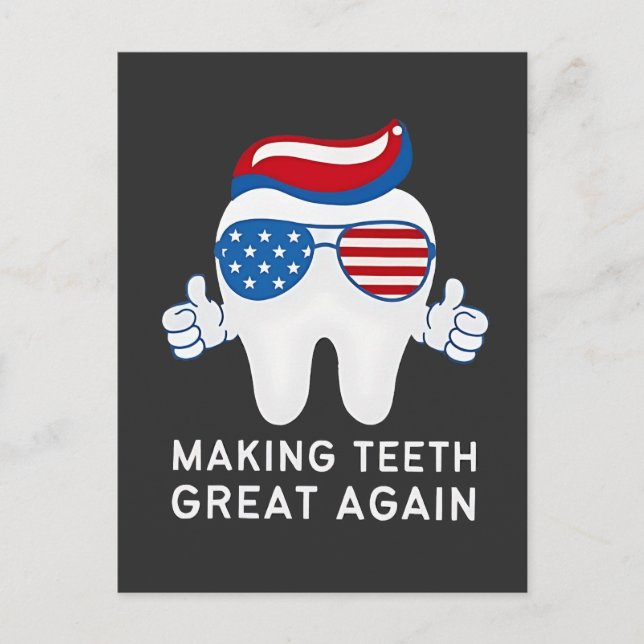 Make Teeth Great Again 4th of July Dental   Invitation Postcard (Front)