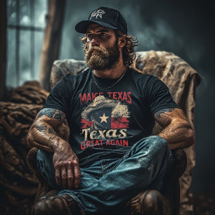 Make Texas Great Again Cowboy Texas Flag Vintage T-Shirt