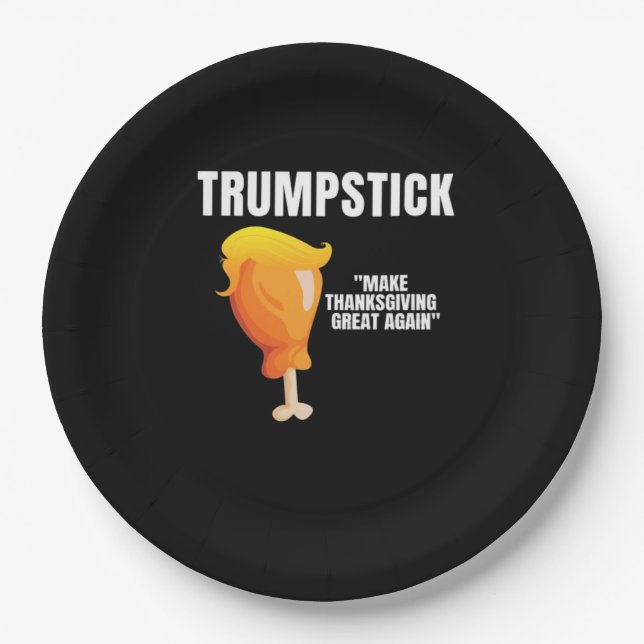 Make Thanksgiving Great Again Funny Donald Trumpst Paper Plate (Front)
