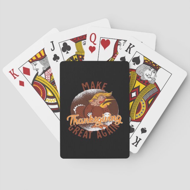 Make Thanksgiving Great Again Funny Turkey Trumpki Playing Cards (Back)