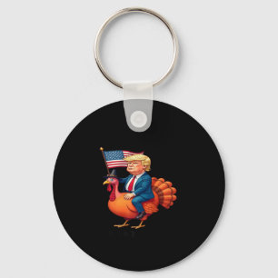 Make Thanksgiving Great Again - Trump Riding A Tur Key Ring