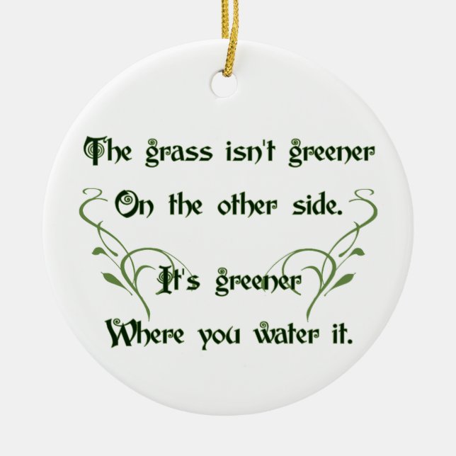 Make the Grass Greener Ceramic Tree Decoration (Front)