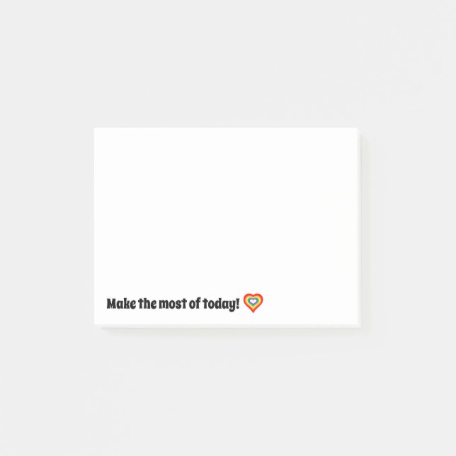 Make the Most of Today! Rainbow Heart Notepad (Front)