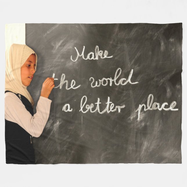 MAKE the WORLD a BETTER PLACE Fleece Blanket (Front (Horizontal))