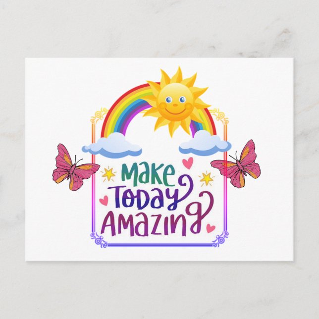 "Make Today Amazing" Customise Image and Colours Postcard (Front)