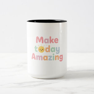 Make Today Amazing Cute Pastel Design Two-Tone Coffee Mug