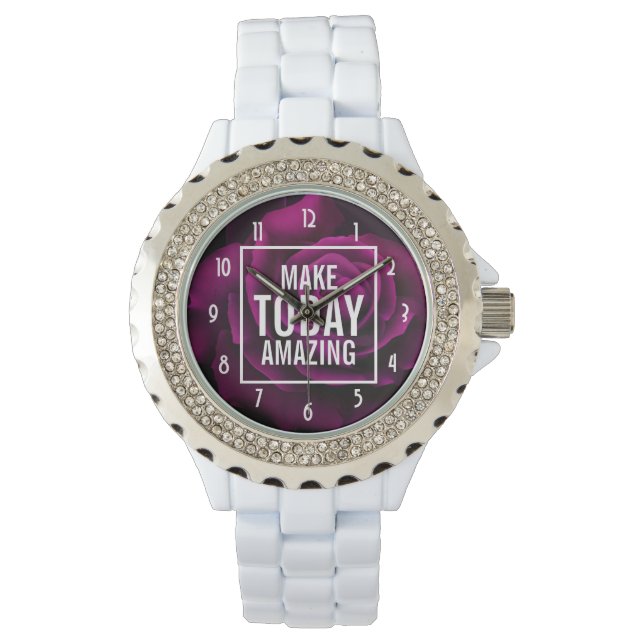Make today Amazing Purple Rose Inspirational Watch (Front)