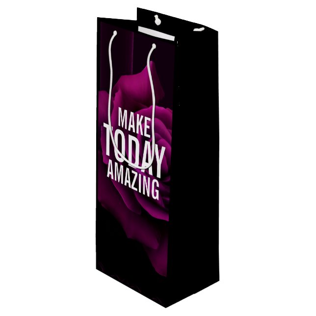 Make today Amazing Purple Rose Inspirational Wine Gift Bag (Front Angled)