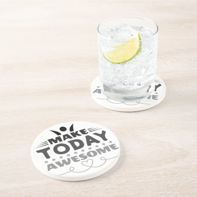 Make Today Awesome Retro Typography Coaster (Side)