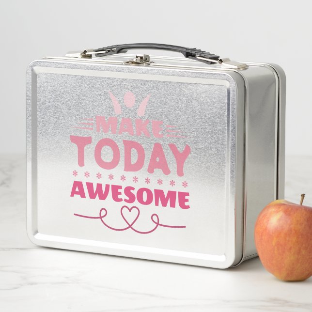 Make Today Awesome Retro Typography Metal Lunch Box (In Situ)
