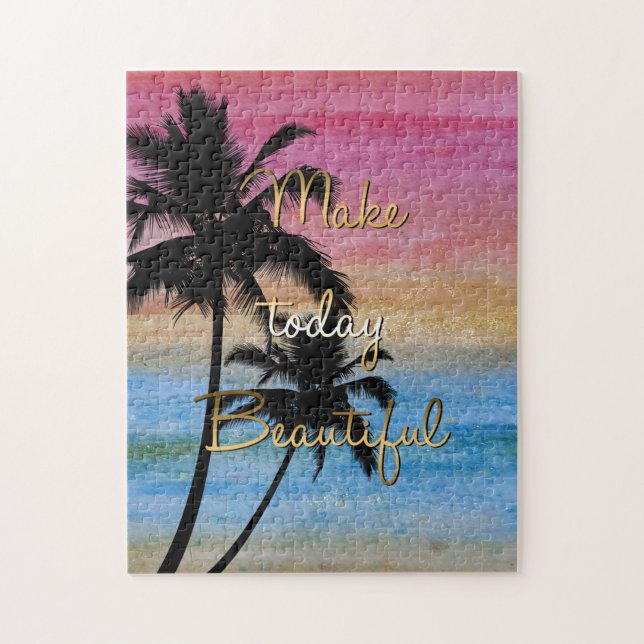 “Make today beautiful” gold quote Jigsaw Puzzle (Vertical)