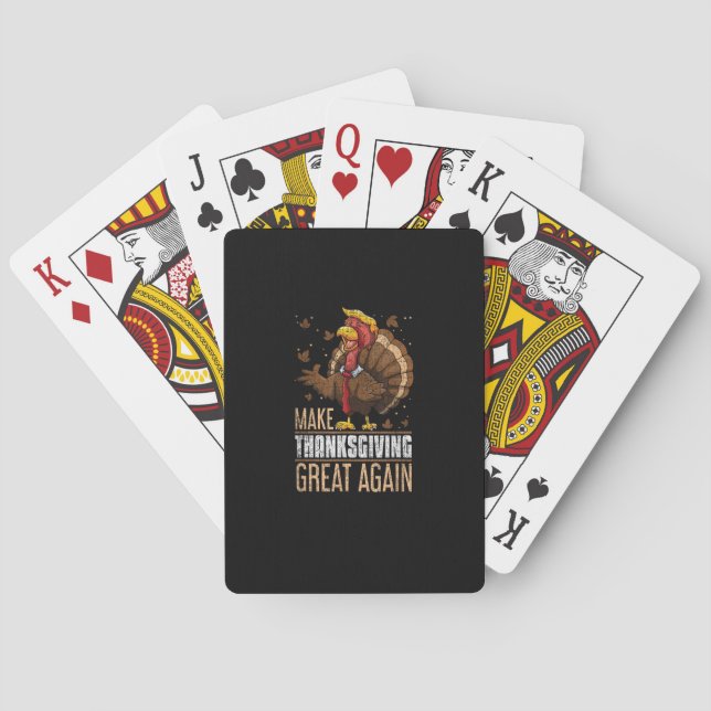 Make Turkey Great Again Funny Thanksgiving Trumpki Playing Cards (Back)