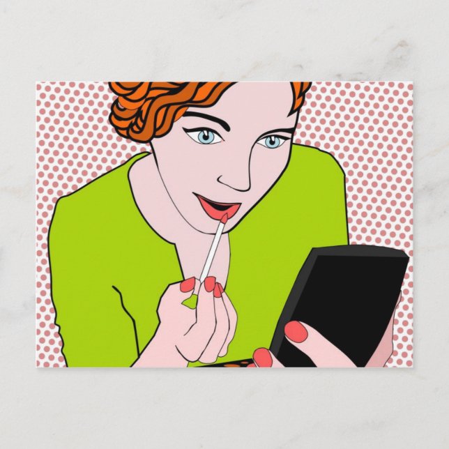 Make up applying lip gloss postcard (Front)
