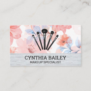 Make Up Artist Brushes Flower Background Business Card