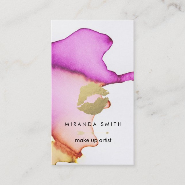 Make Up Artist Business Card - Chic Watercolor (Front)