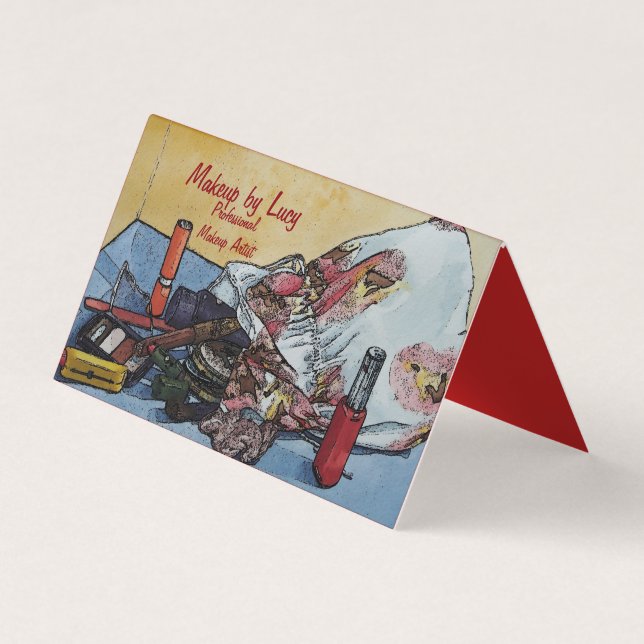 make up artist design retro make up bag beauticans business card (Front)