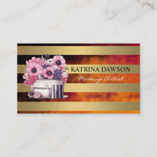 Make Up Artist Gold Stripes Business Card