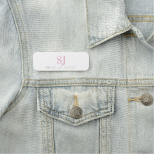 Make Up Artist Minimal Monogram Pink Name Tag