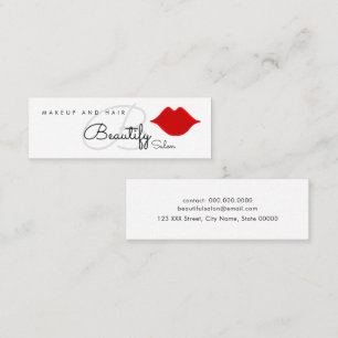 make-up / beautify salon monogram with red lips mini business card