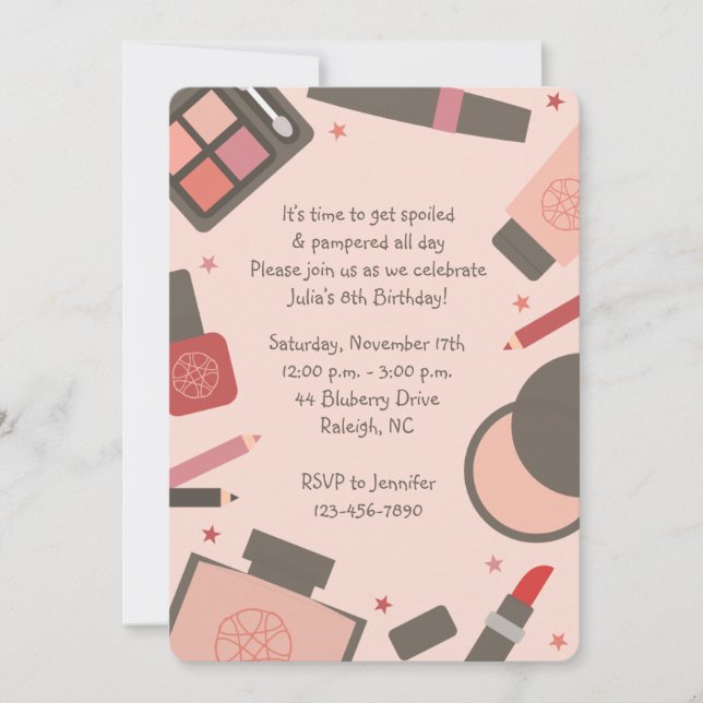 Make up Birthday Party Invitation (Front)