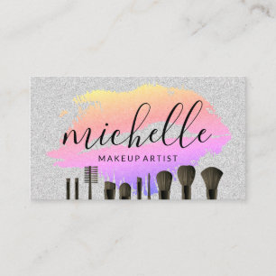 Make Up Brushed Kiss Stain Glitter Business Card