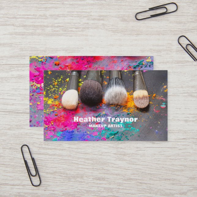 Make Up Brushes Bright Colours Cosmetics Business Card (Front/Back In Situ)
