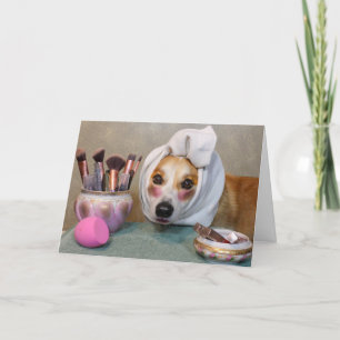 Make-up Corgi Birthday greeting card