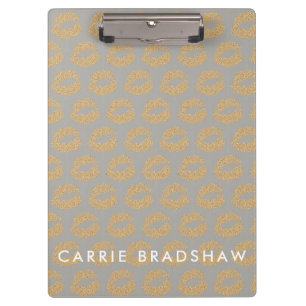 Make Up Gold Glitter Lips Pattern Personalise Name Clipboard
