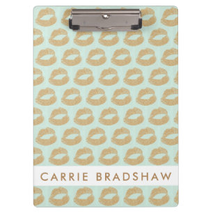 Make Up Gold Glitter Lips Pattern Personalize Name Clipboard