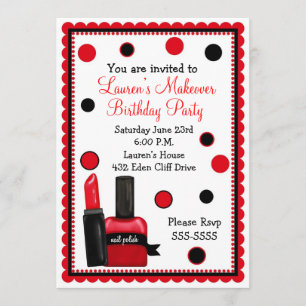 Make-up Make over Birthday Invitations