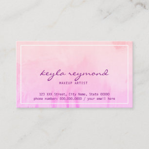 make-up makeup pinkish watercolor business card