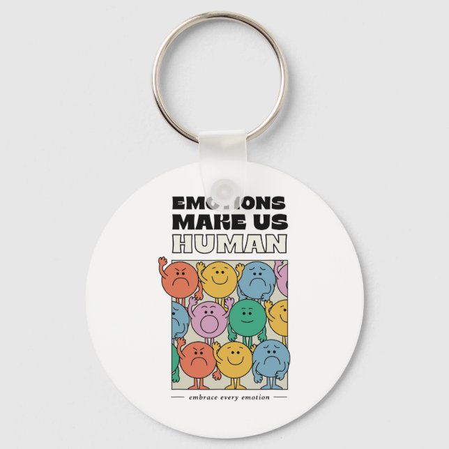 Make Us Human Retro Mental Health Positive Quote  Key Ring (Front)