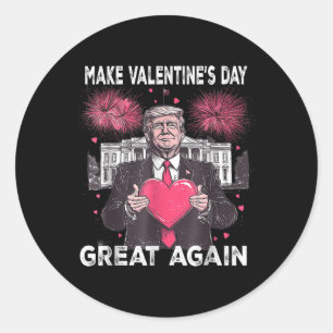 Make Valentines Day Great Again Funny Trump Heart Classic Round Sticker