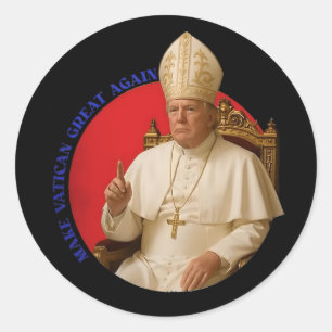 Make Vatican Great Again Funny Pope Trump Retro Ch Classic Round Sticker