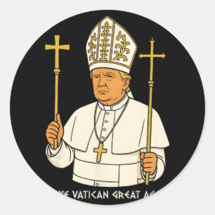Make Vatican Great Again Funny Pope Trump Retro Ch Classic Round Sticker