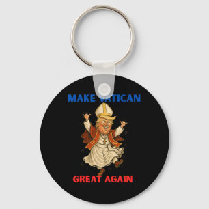Make Vatican Great Again Funny Pope Trump Retro Ch Key Ring