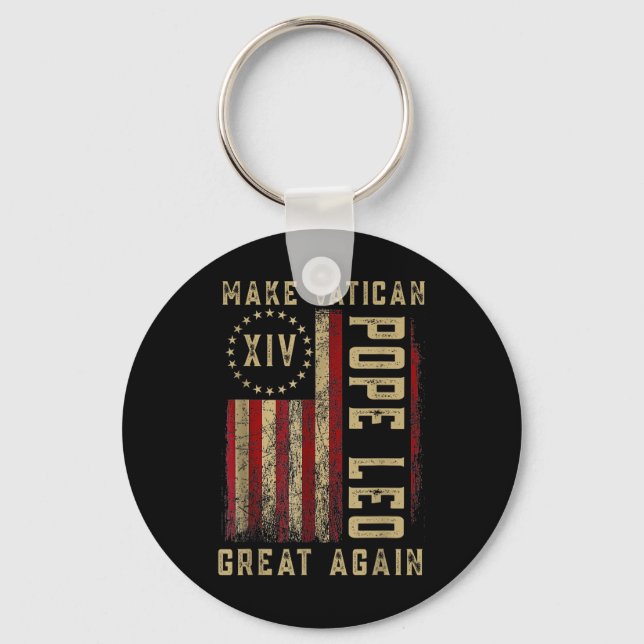 Make Vatican Great Again Shirt, Pope Leo Xiv Ameri Key Ring (Front)