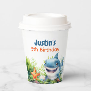 Make Waves Happy Shark Under the Sea Birthday Paper Cups