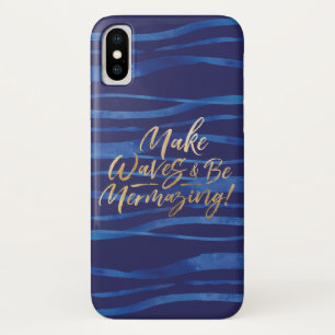 Make Waves   Navy & Gold Inspirational Quote iPhone X Case