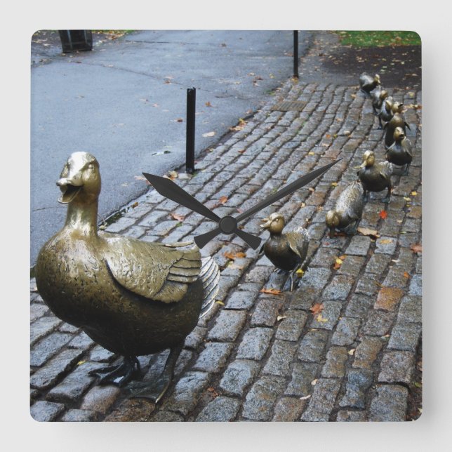 Make Way For Ducklings! Square Wall Clock (Front)