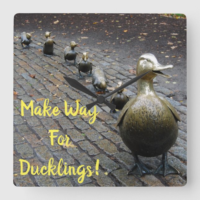 Make Way For Ducklings! Square Wall Clock (Front)